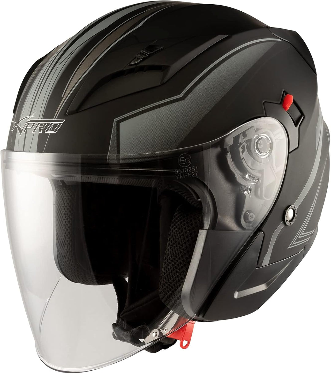 Motorradhelm Doppeltvisier City Jet Zertifikat ECE 22-06 Scooter 61-62 cm (XL) Matt Silber