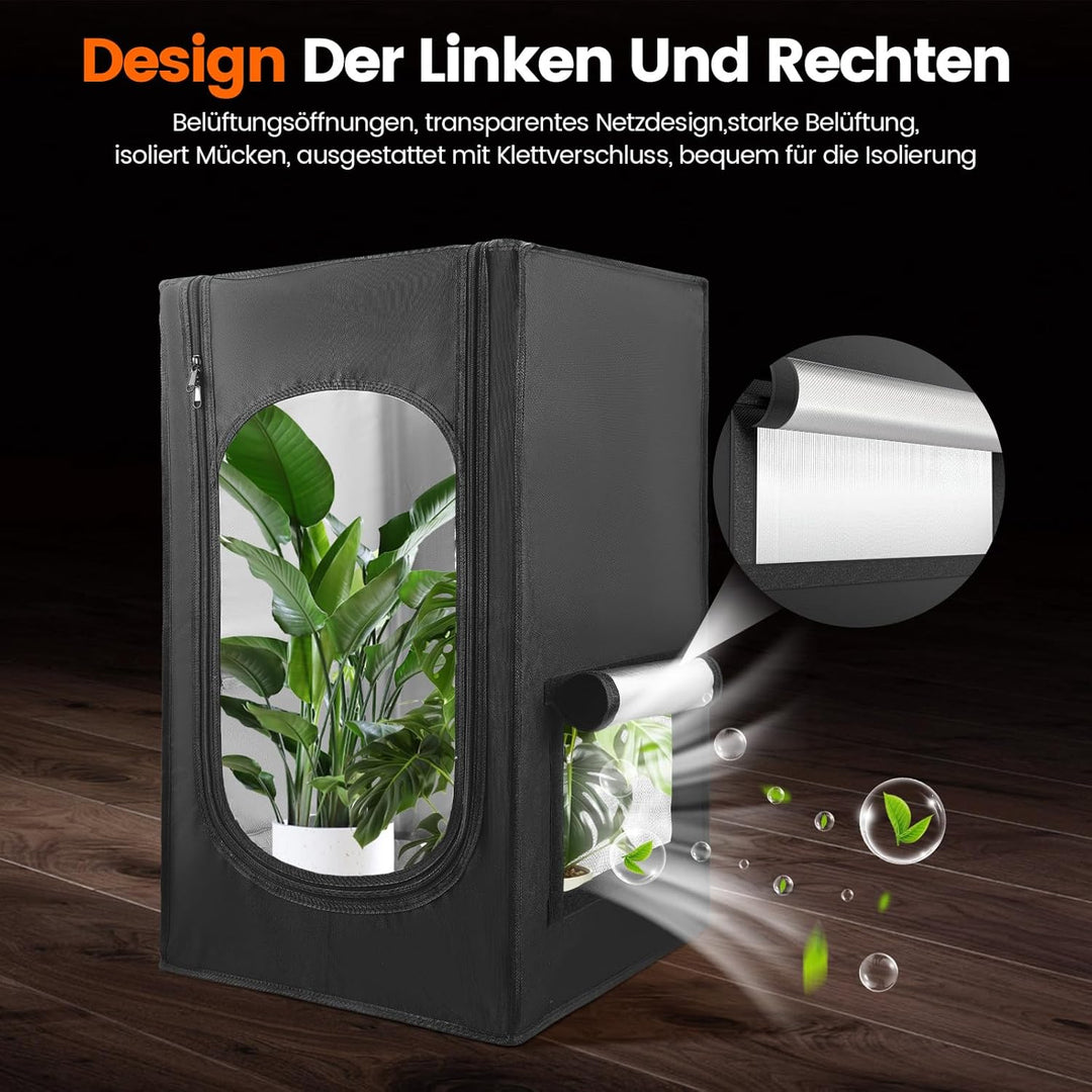 Kleines Growzelt 45x45x75cm für hydroponisches Anzuchtsystem. 600D Grow-Box mit hochreflektierendem