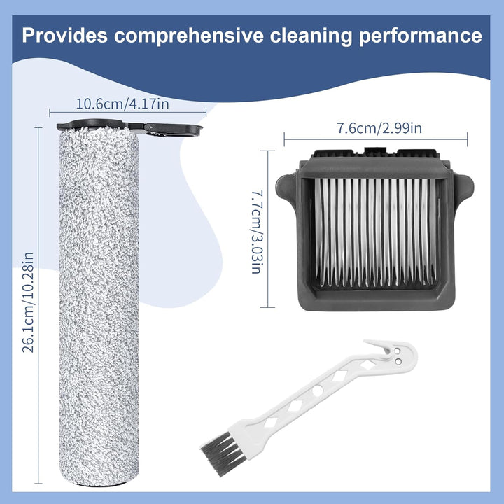 Bürstenrolle Filter Ersatzteile für Tineco FLOOR ONE S7 Steam Nass Trockensauger Zubehörset, 2 Bürst
