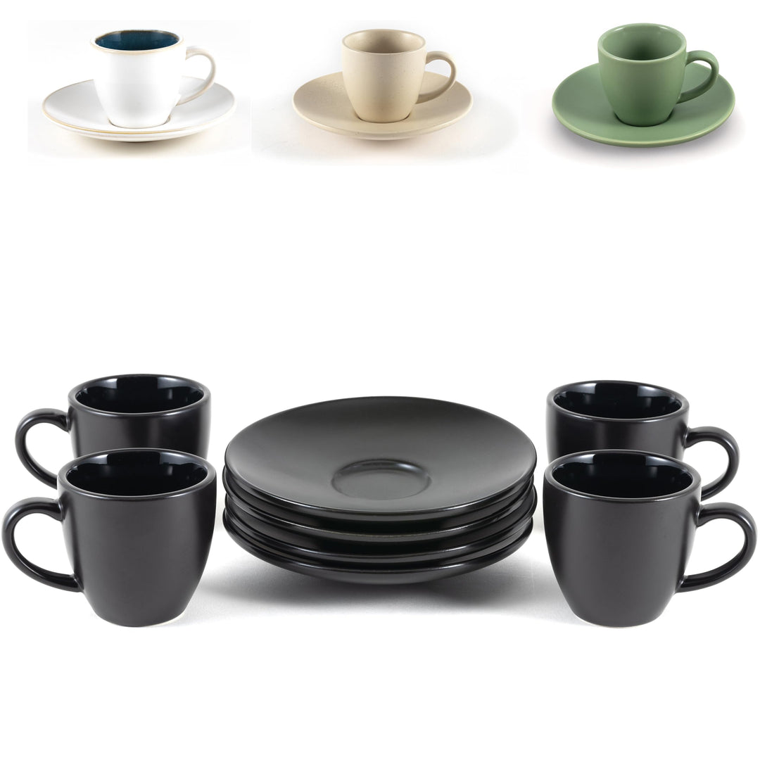 Hanseküche Espressotassen Set aus Steingut – Hochwertiges 4er Set, handgefertigt &amp; dickwandig, Stein