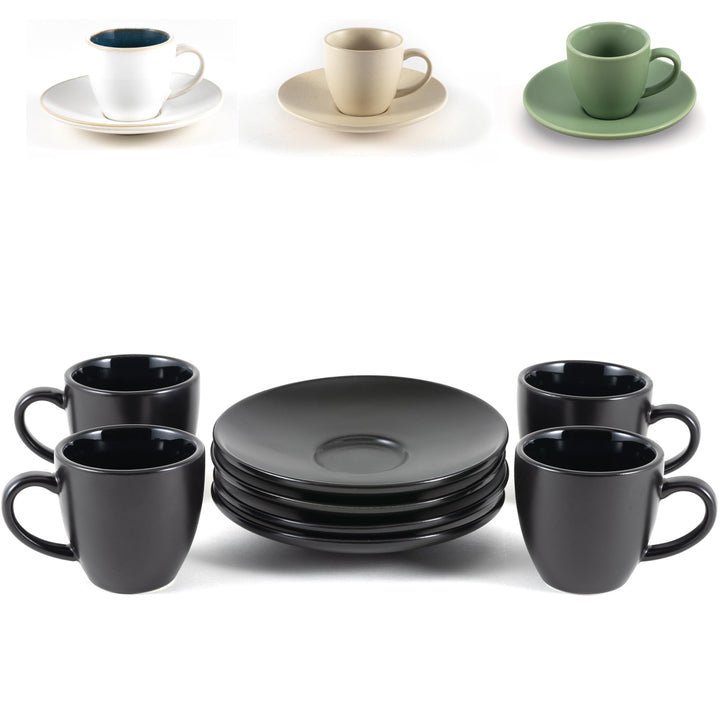Hanseküche Espressotassen Set aus Steingut – Hochwertiges 4er Set, handgefertigt &amp; dickwandig, Stein