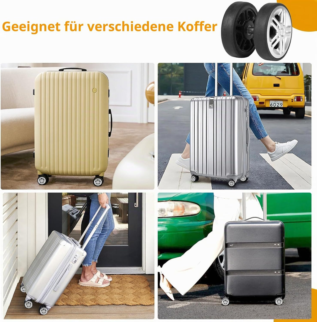 EXLECO 8 pcs Koffer Ersatzrollen 50mm x 12mm, Kofferrollen Ersatzrollen für Gepäck mit Doppelrollen,