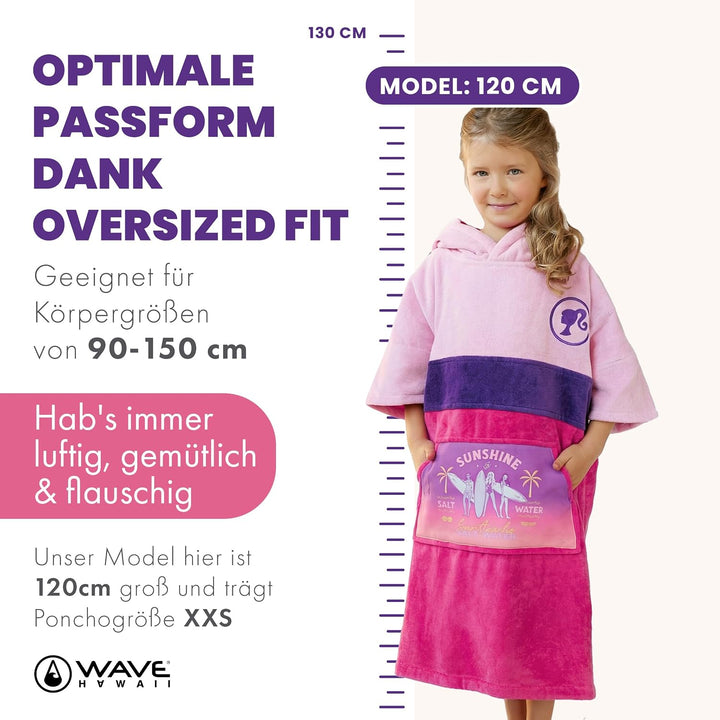 WAVE HAWAII Surf- &amp; Badeponcho für Kinder, Grösse XXS, 90-120cm | 95-100% Baumwolle Surf-Poncho für