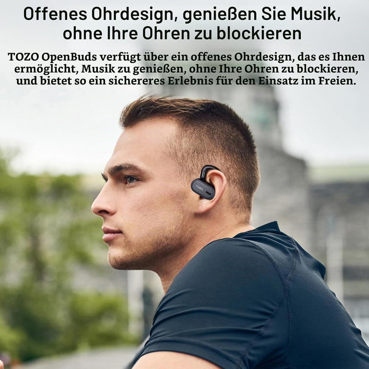 TOZO Open Buds Leichte Bluetooth Kopfhörer Kabellos 5.3 mit Mehrwinkelverstellung, Offenes Ohrdesign