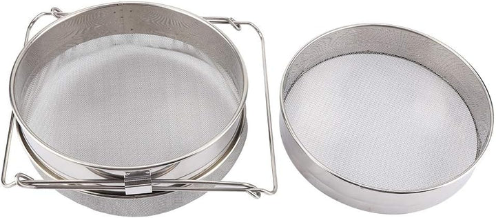 Headerbs Edelstahl-Doppelsieb-Honigsieb, Doppel-Bienensieb-Honigschutt-Maschen-Fliter, Bienenzuchtau