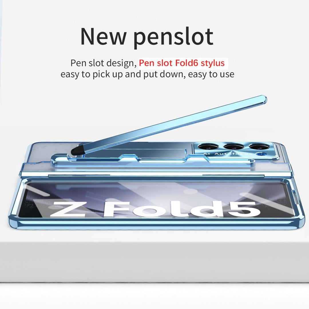 NINKI Kompatibel Samsung Galaxy Z Fold 3 Case mit S Stift Halter S Pen, Scharnier Displayschutz Hüll