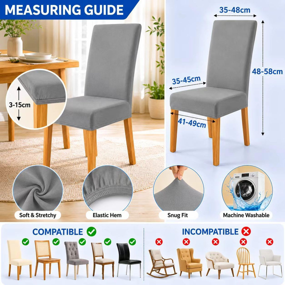 Morwealth 2er 4er 6er Set Stuhlhussen, Stuhlbezug für Esszimmer Waschbar Samt Stretch Stuhl hussen U