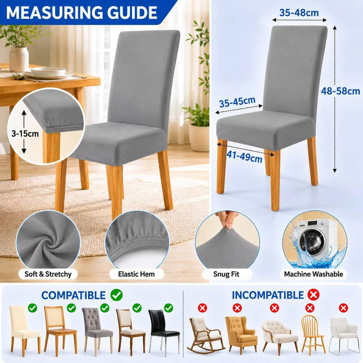 Morwealth 2er 4er 6er Set Stuhlhussen, Stuhlbezug für Esszimmer Waschbar Samt Stretch Stuhl hussen U