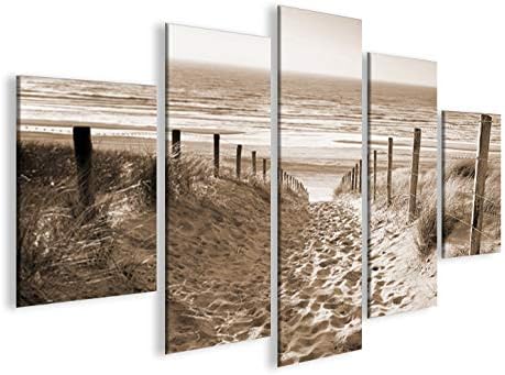 islandburner Bild Bilder auf Leinwand Weg zum Meer Sepia Nordseestrand MF XXL Poster Leinwandbild Wa