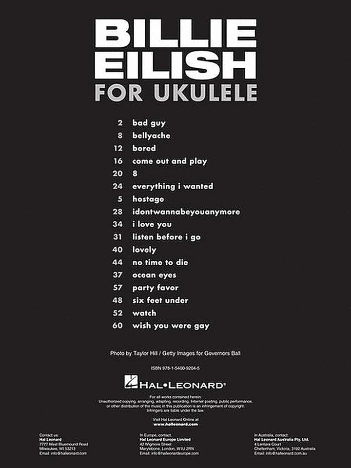 Billie Eilish for Ukulele: 17 Songs to Strum &amp; Sing, Taschenbuch