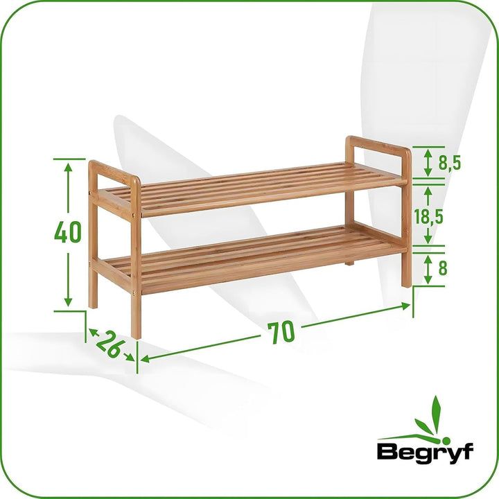 Begryf Bambus Garderobenbank, Dielen- &amp; Flurmöbel, Schuhregal mit Sitzbank, Shoe Cabinet, Schuhbank