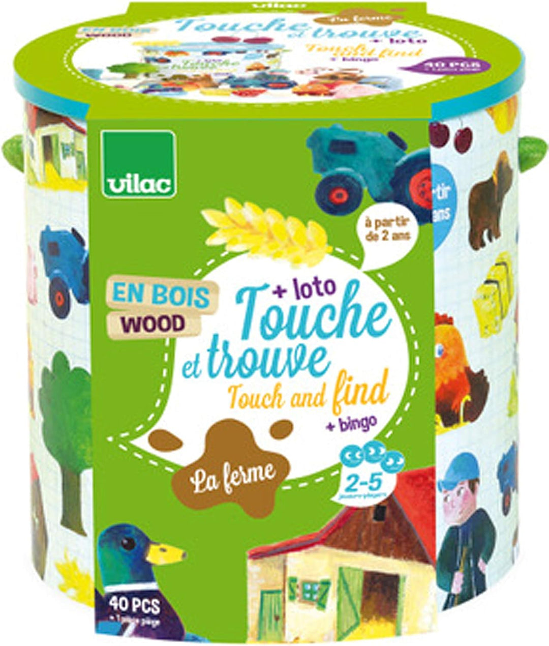 VILAC - Spiel Le Bauernhof 2410 – Spielzeug aus Holz mit Touch-Erkennung – Mehrfarbig – ab 24 Monate