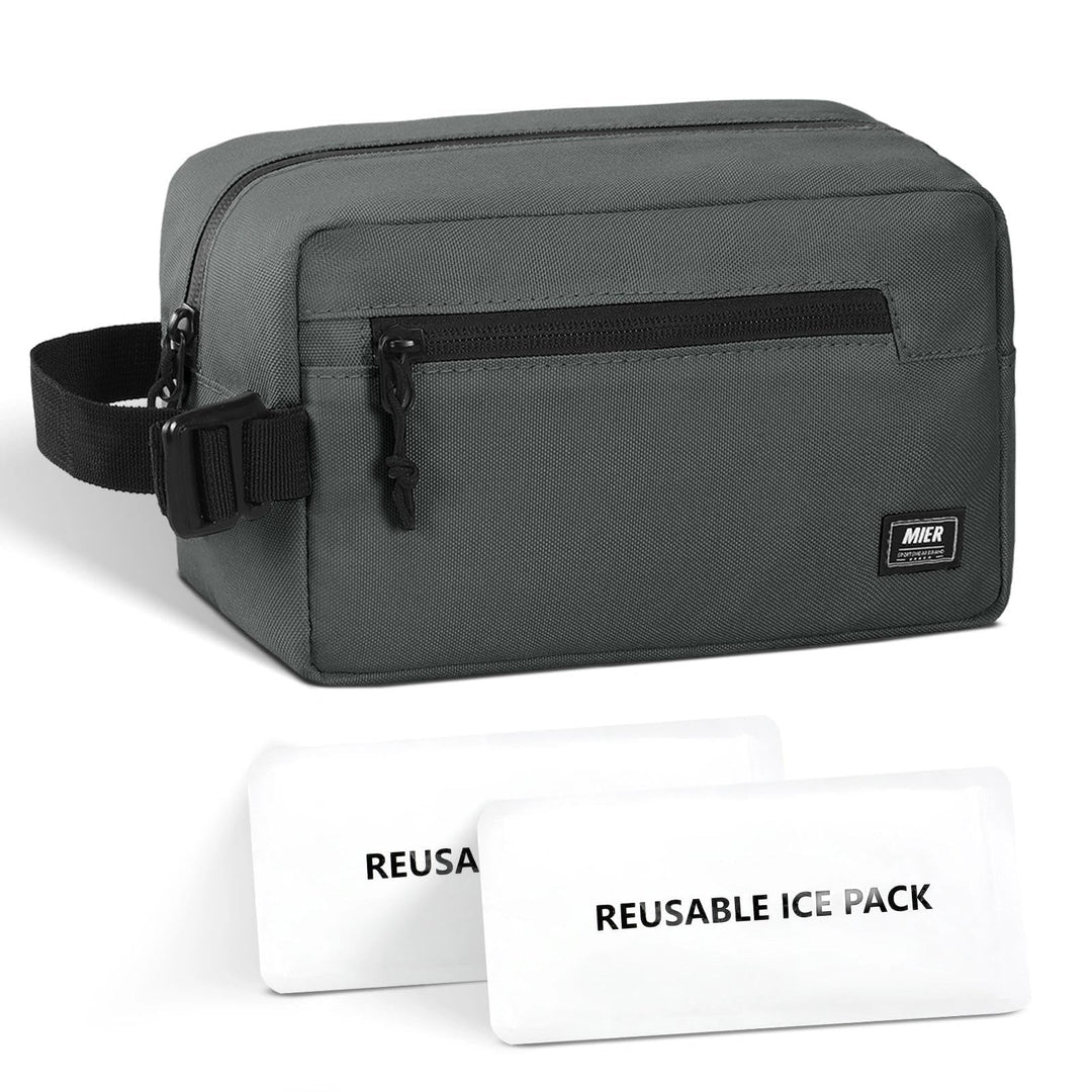 MIER gefrierbare Kühltasche klein 3L, Lunchbag, Snackbox, Grau | Für das Tiefkühlfach gemacht, breit