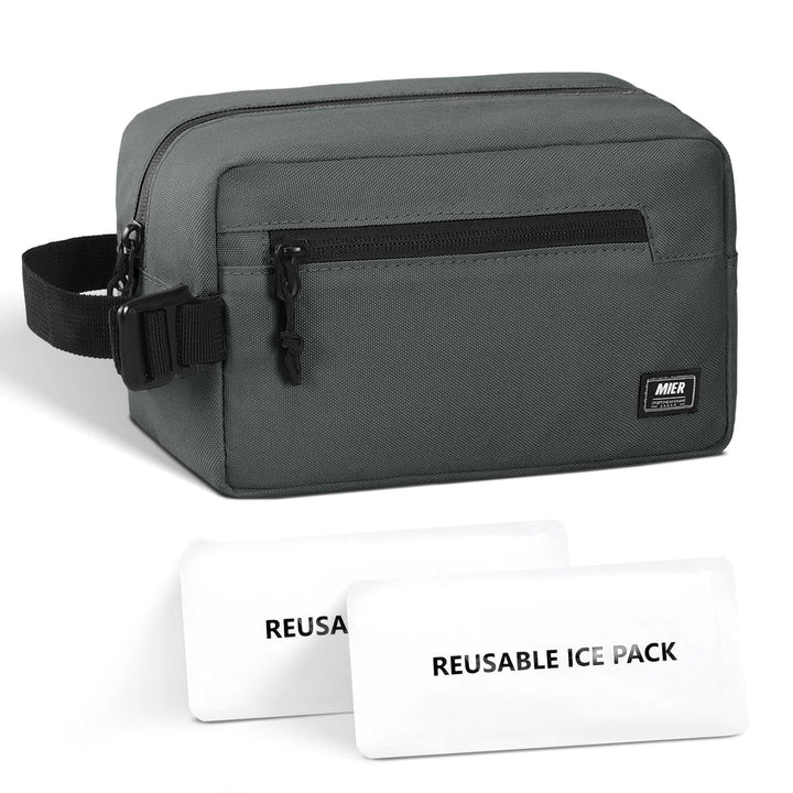 MIER gefrierbare Kühltasche klein 3L, Lunchbag, Snackbox, Grau | Für das Tiefkühlfach gemacht, breit