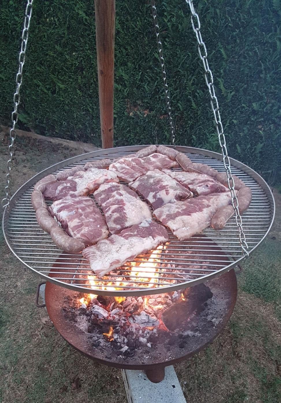 GriHero Grillrost Edelstahl Rund für Schwenkgrill, Ø 70 cm Grillgitter mit 3 Aufhängungsbohrungen fü
