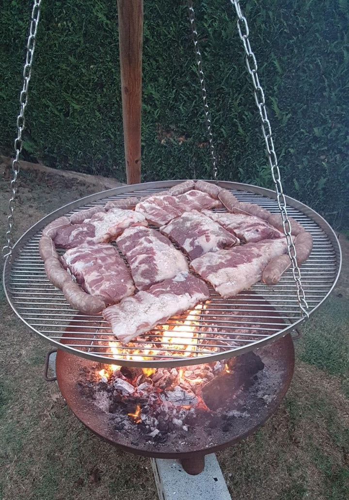 GriHero Grillrost Edelstahl Rund für Schwenkgrill, Ø 70 cm Grillgitter mit 3 Aufhängungsbohrungen fü