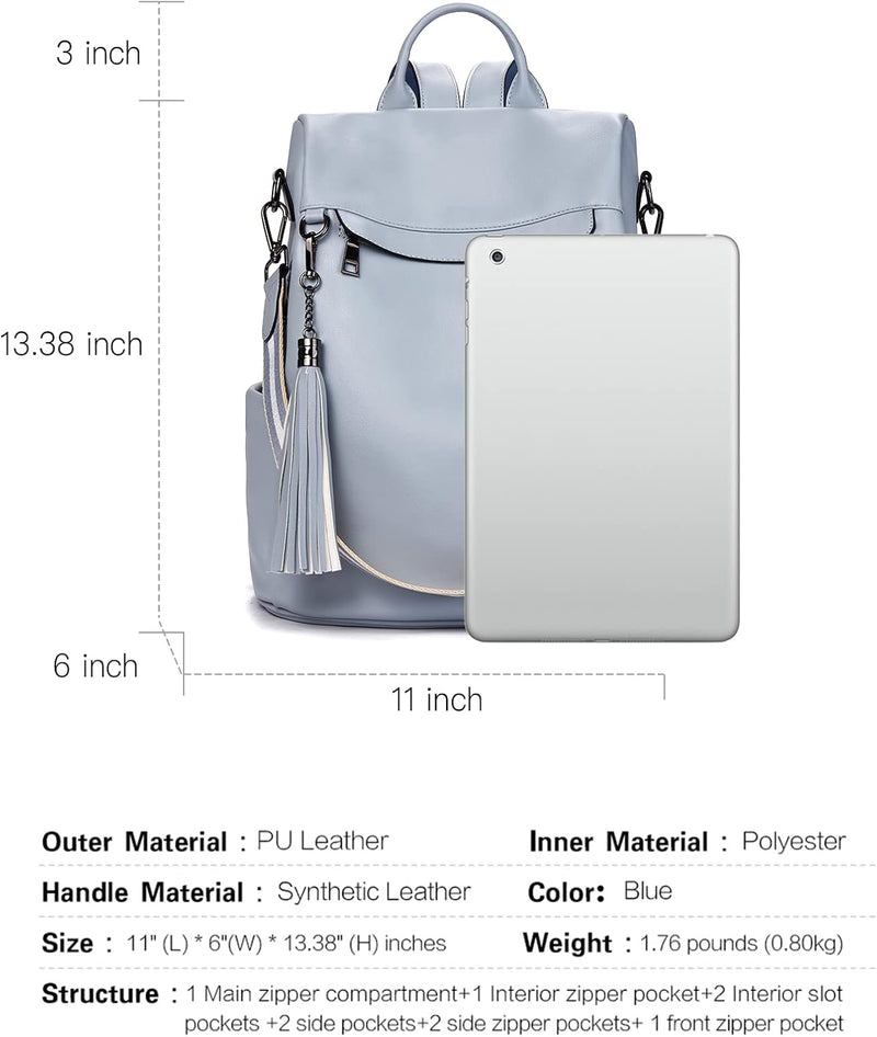 BOSTANTEN Damen Rucksack Leder Anti Diebstahl Reiserucksack 2 in 1 Schultertasche Gross Blau 1-blau2