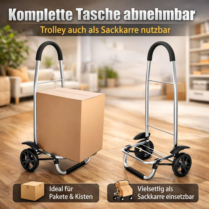 Einkaufstrolley klappbar 56L mit separatem Kühlfach 5L - Einkaufsroller mit Abnehmbarer regenfester