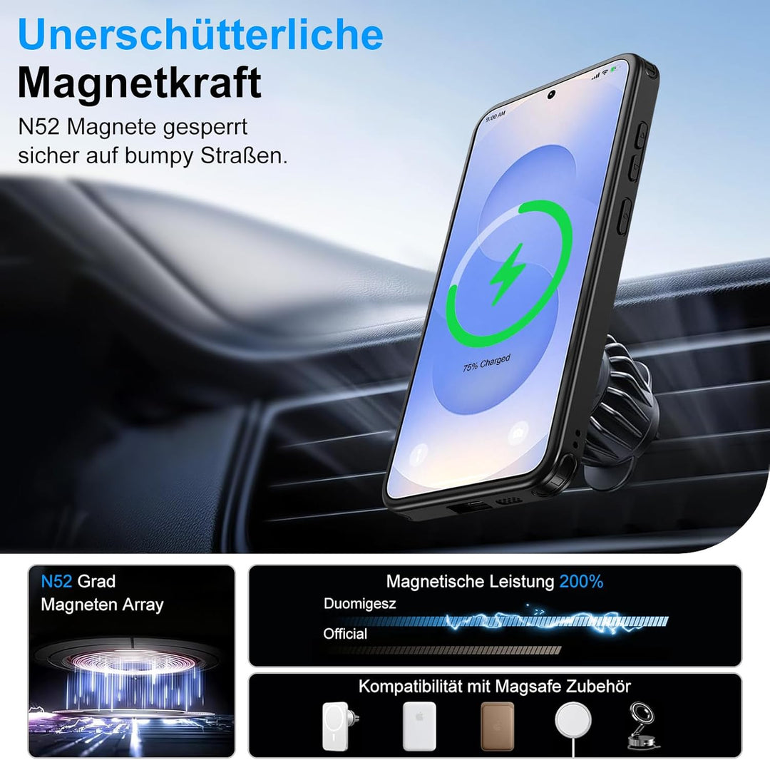 Handyhülle für Samsung Galaxy S24/S25 Hülle fit für Mag-Safe, 360 Grad Magnetisch Metall Ring Handyt