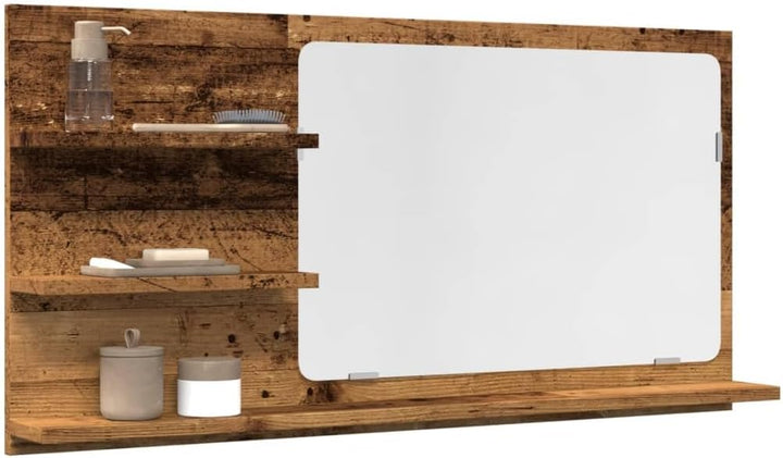 vidaXL Badspiegel, Wandspiegel mit Ablagen, Spiegel Wandmontage für Badezimmer, Hängespiegel Badezim