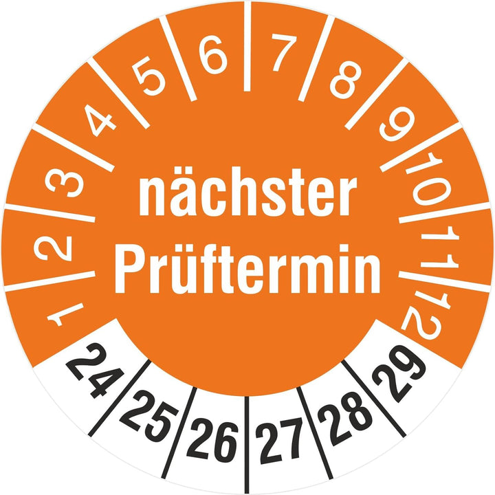 1000 Stück Prüfplakette 30 mm nächster Prüftermin 2024-2029 Prüfetiketten auf Rolle stark haftend 10