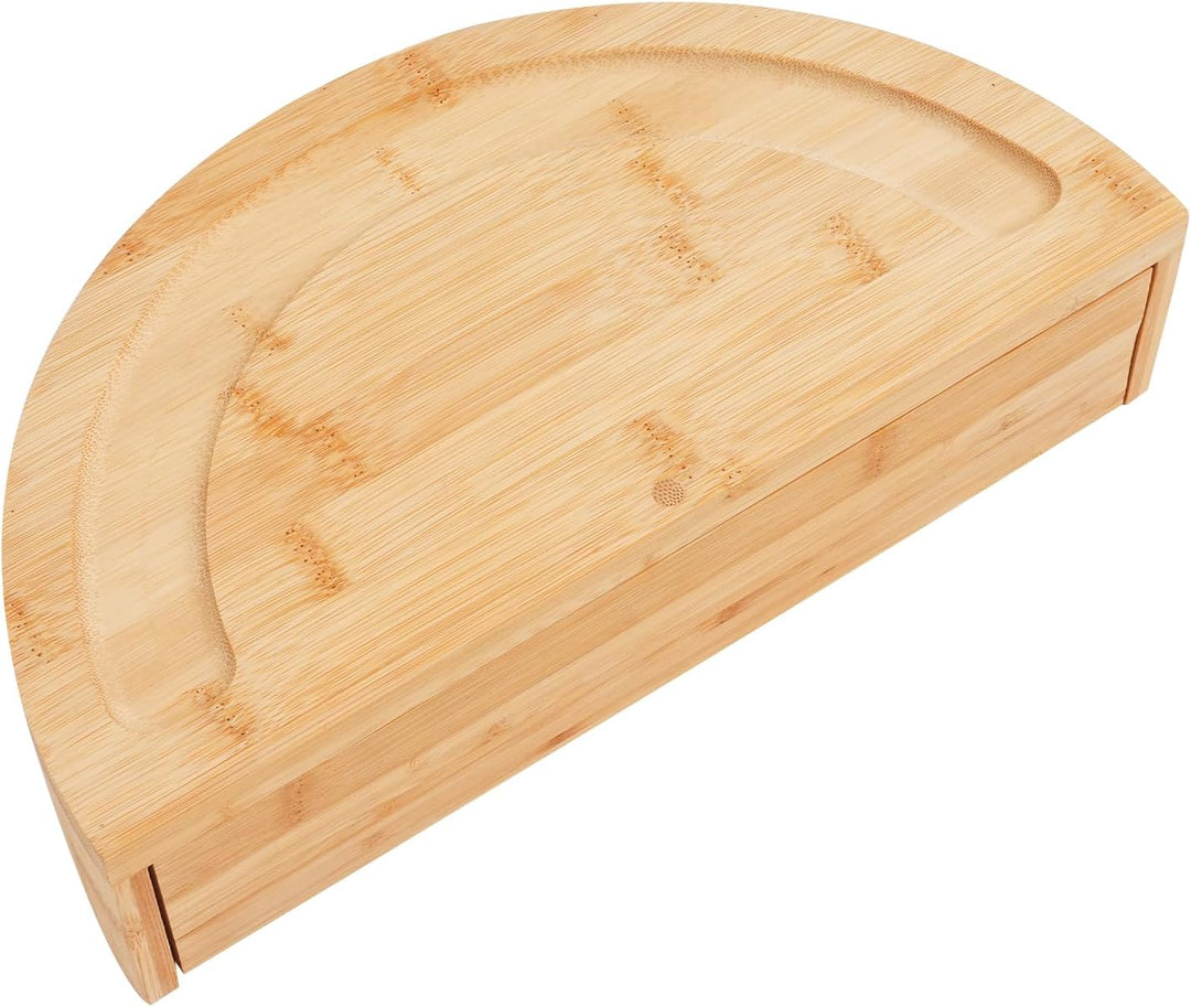 Käseplatte Bambus Käsebrett mit Messer Set Käsewerkzeug-Set, Drehbare Servierplatte Snackplatte Pizz