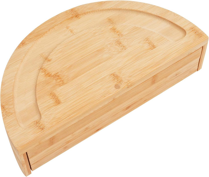 Käseplatte Bambus Käsebrett mit Messer Set Käsewerkzeug-Set, Drehbare Servierplatte Snackplatte Pizz