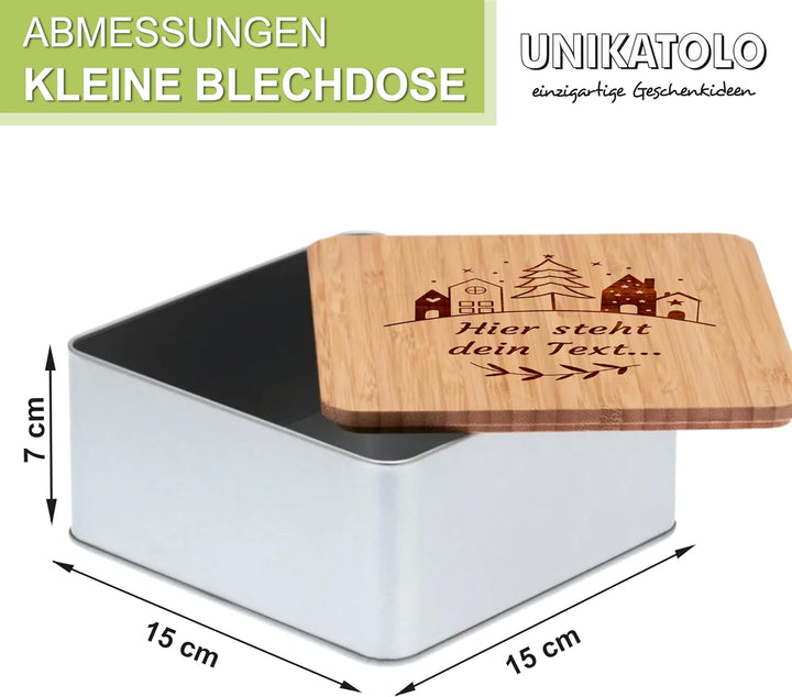 Personalisierte Keksdose mit Wunschtext oder Name graviert, Plätzchendose Stollendose Blechdose mit