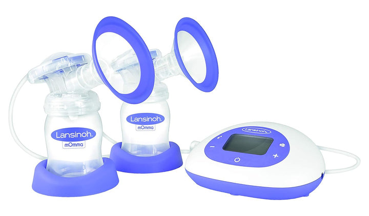 Lansinoh Milchpumpe 2-in-1 Doppel-Milchpumpe Stillmilch-Milchpumpe, lila Weiss / Lila / Transparent