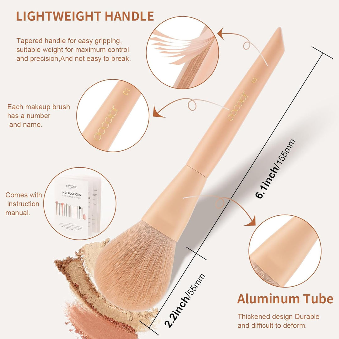 Docolor Pinselset Makeup 39 Stück Mit Tasche, Schwamm und Aufbewahrungstasche, Blender Schwamm & Pin
