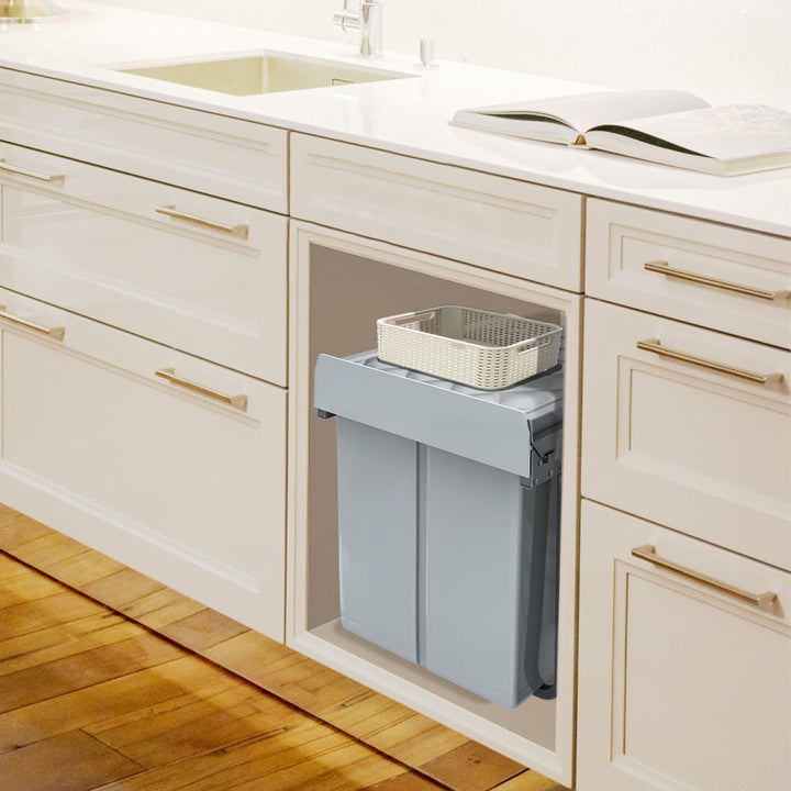 AufuN Einbaumülleimer Abfallsammler Mülleimer Küche Unterschrank Auszug, Mülltrennungssystem 3 Fäche