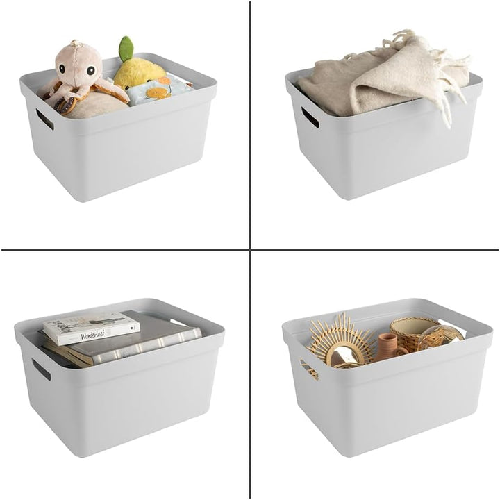 Sunware Aufbewahrungsbox Kunststoff 32L - 44,5x34,5x24,3cm - Kunststoff Aufbewahrungskorb mit Griffe