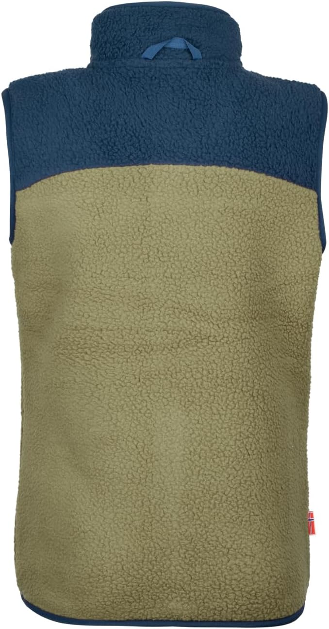 Trollkids Kinder Fleeceweste Hemsedal, 104 Moos/Mystikblau/Goldgelb