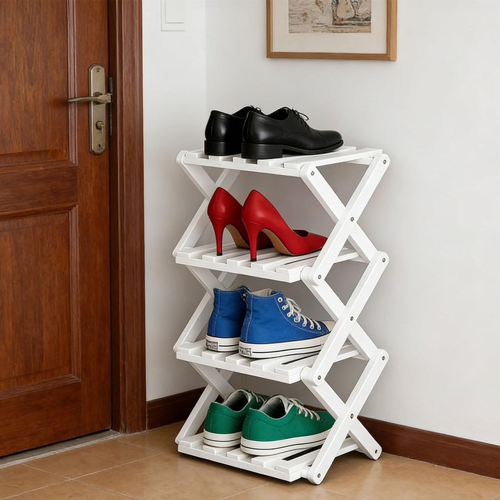 Faltbare Schuhregal, Bambus Kleines Schuhregal Vertikales Schuhregal Freistehendes Regal für Korrido