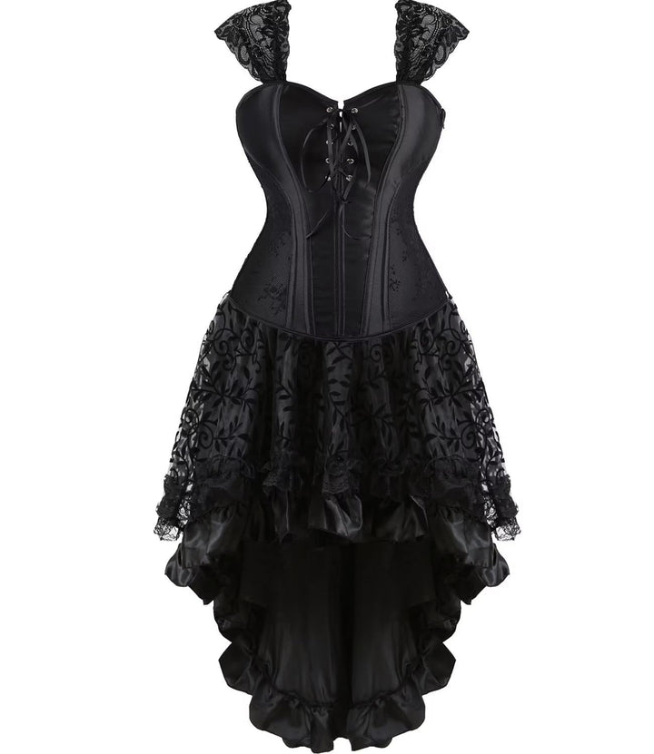 Jutrisujo Korsett Damen Kleid Corsage Gothic Korsagen Corset Reissverschluss Schnüren Reizwäsche Kos