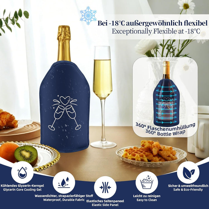 1 Stück Weinkühler Manschette Isolierend, Kühlmanschette Wein Flexibel, Waschbar Flaschenkühler für