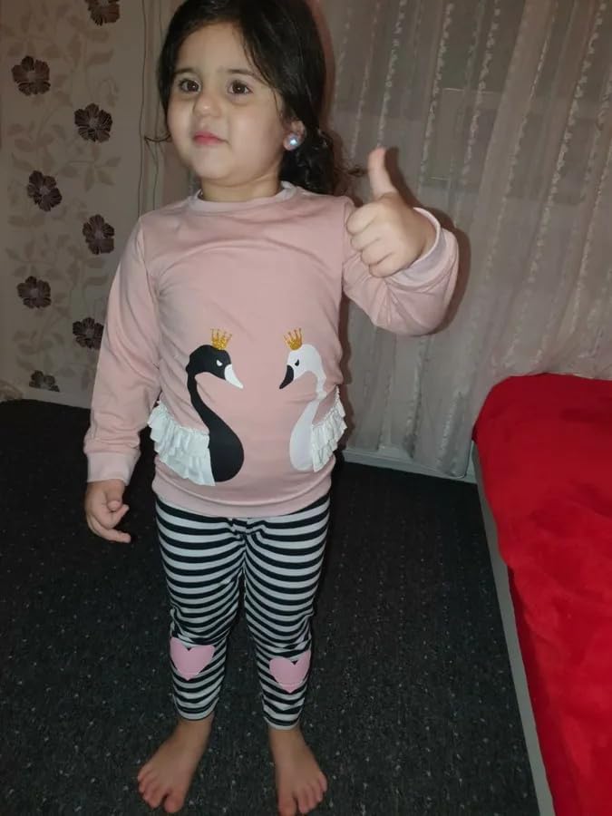 Kleinkind Baby Mädchen Outfit Set Schwan Print Tops + Hosen 2Pcs für Baby Mädchen Kleidung 18-24 Mon