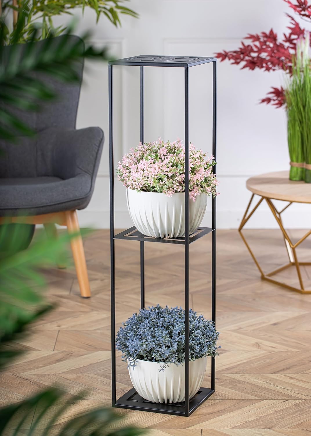 Markenloss HowHomely Blumenständer Metall 100 x 24 cm - Eleganter und Hoher Blumenhocker mit Zusätzl