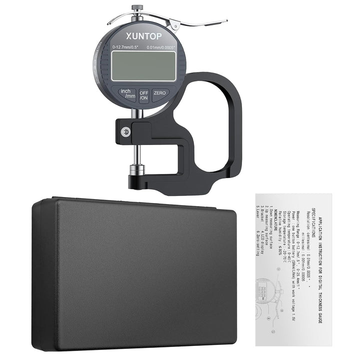 XUNTOP Digitales Dickenmessgerät Messbereich 0-12.7mm Elektronischer Mikrometer Zoll/metrisch elektr