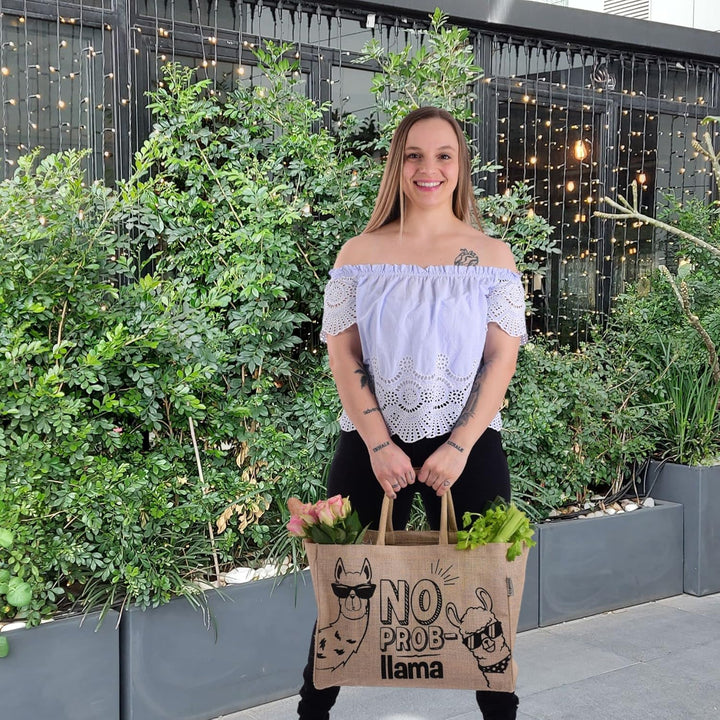 Domelo Einkaufskörbe. Bedruckte Einkaufstasche. Jute Tasche gross. Korbtasche, wasserabweisenden Str