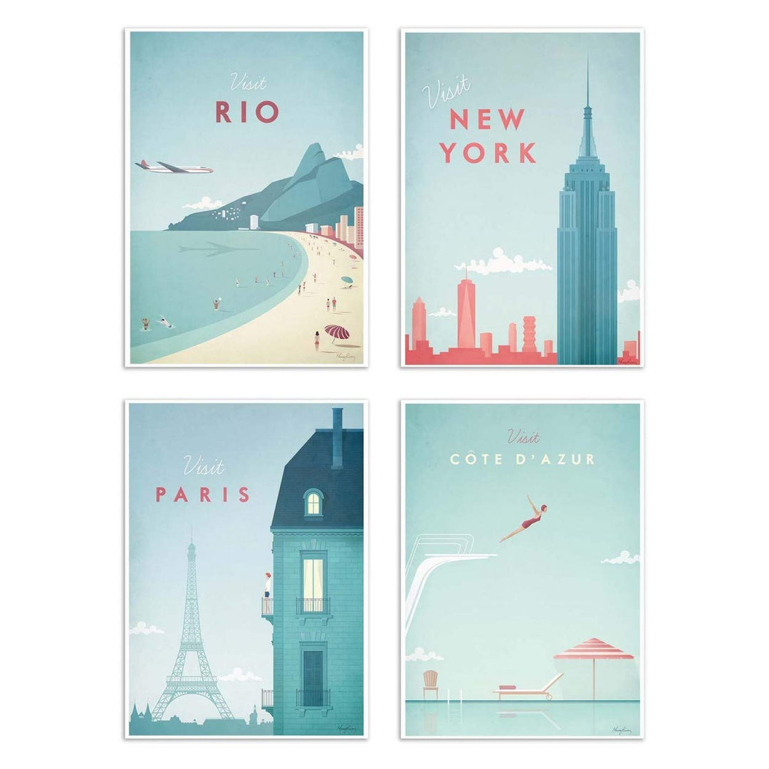 Wall Editions 4 Art-Posters 20 x 30 cm - Visit Cities - Henry Rivers
