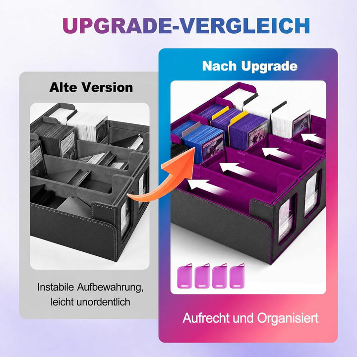 Trading Card Storage Box für Commander Display, 2400+ MTG Deck Box mit 4 Top Loaders, TCG Card Case