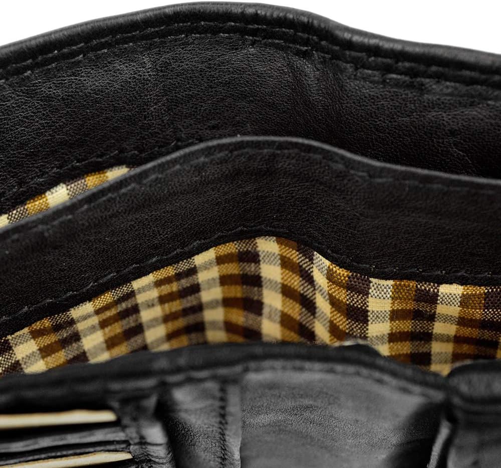 • Herren Geldbörse aus hochwertigem Waschleder W904 (Schwarz), Schwarz