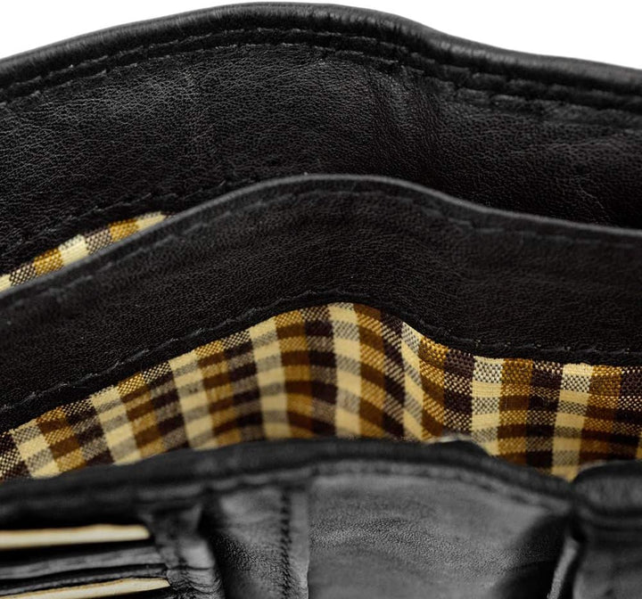 • Herren Geldbörse aus hochwertigem Waschleder W904 (Schwarz), Schwarz
