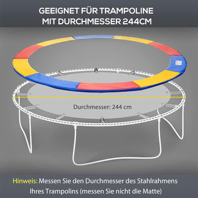 HOMCOM Trampolin Randabdeckung Sicherheitsnetz Wetterplane Leiter Randabdeckung: Ø 244cm Ø 244cm Bun