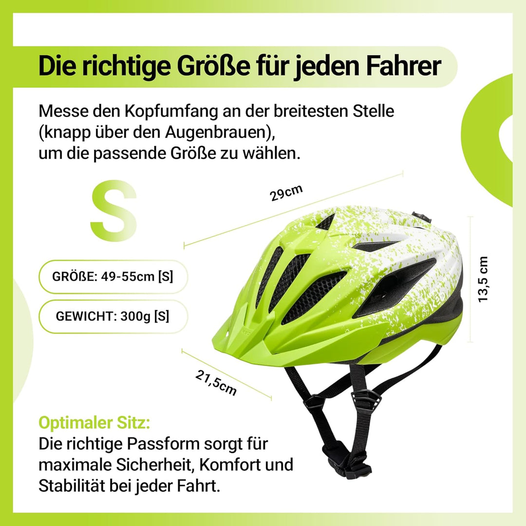 KED Street Jr. Pro Kinder Fahrrad Helm matt grün/weiss 2023 S (49-55cm), S (49-55cm)