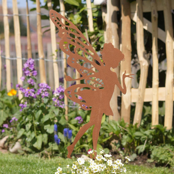 UNUS Zink Elfe gross, Gartendeko Rostoptik, Gartenstecker aus Edelrost, Rost Deko für Garten, Terras