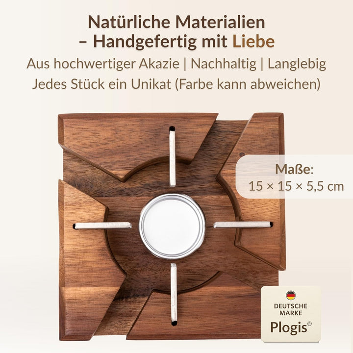 Stövchen Akazie – Handgefertigter Teewärmer aus massiver Akazie | Stövchen für Teekanne &amp; Geschirr |