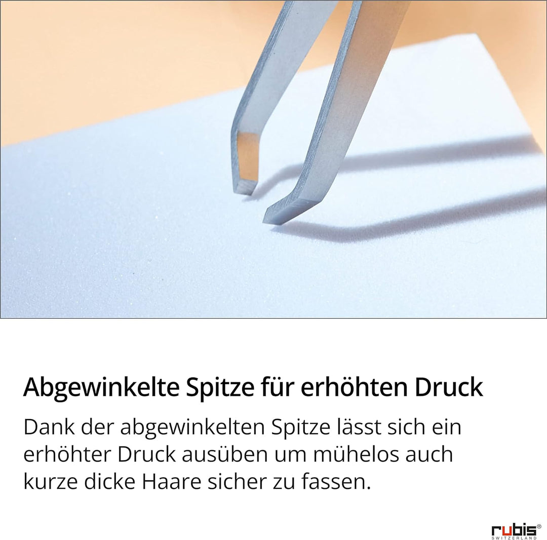 Rubis Crab Pinzette gekröpft - Augenbrauen Pinzette zum Augenbrauen zupfen abgewinkelt, gerade Spitz