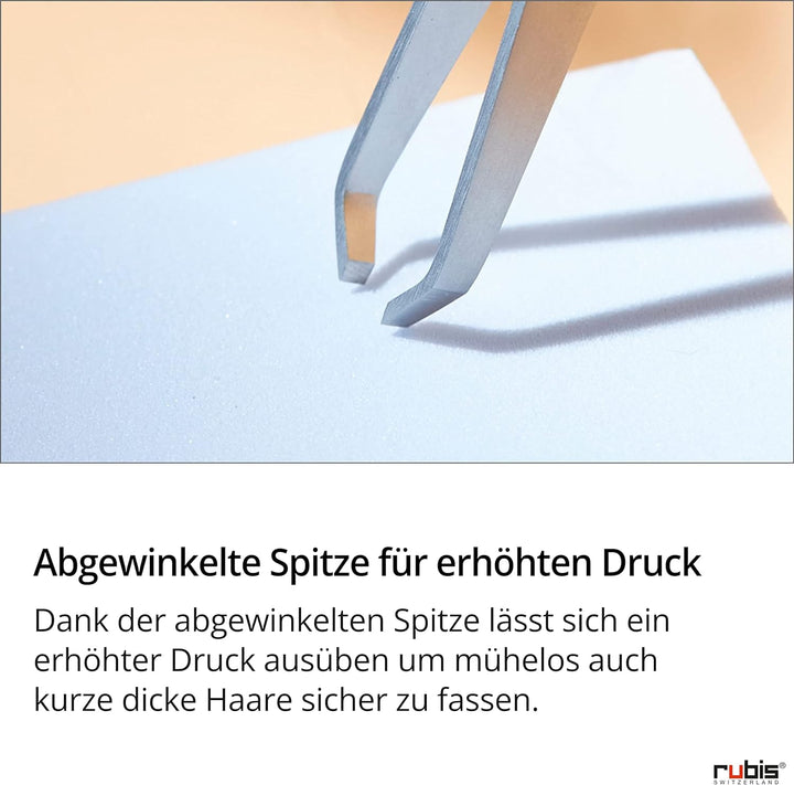 Rubis Crab Pinzette gekröpft - Augenbrauen Pinzette zum Augenbrauen zupfen abgewinkelt, gerade Spitz